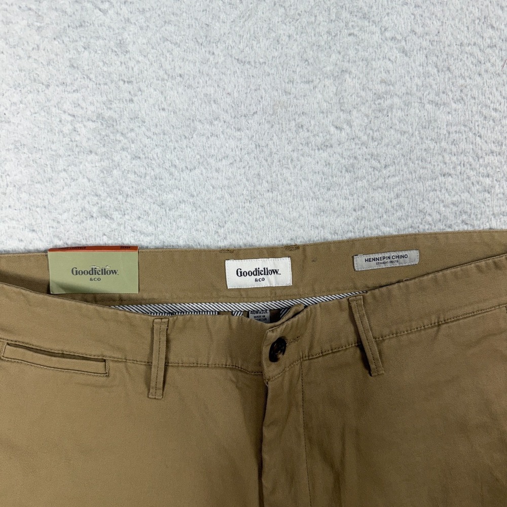 Goodfellow Pants Mens 40x32 (39x31) Hennepin Chino Athletic Khaki Straight NWT - Picture 4 of 11